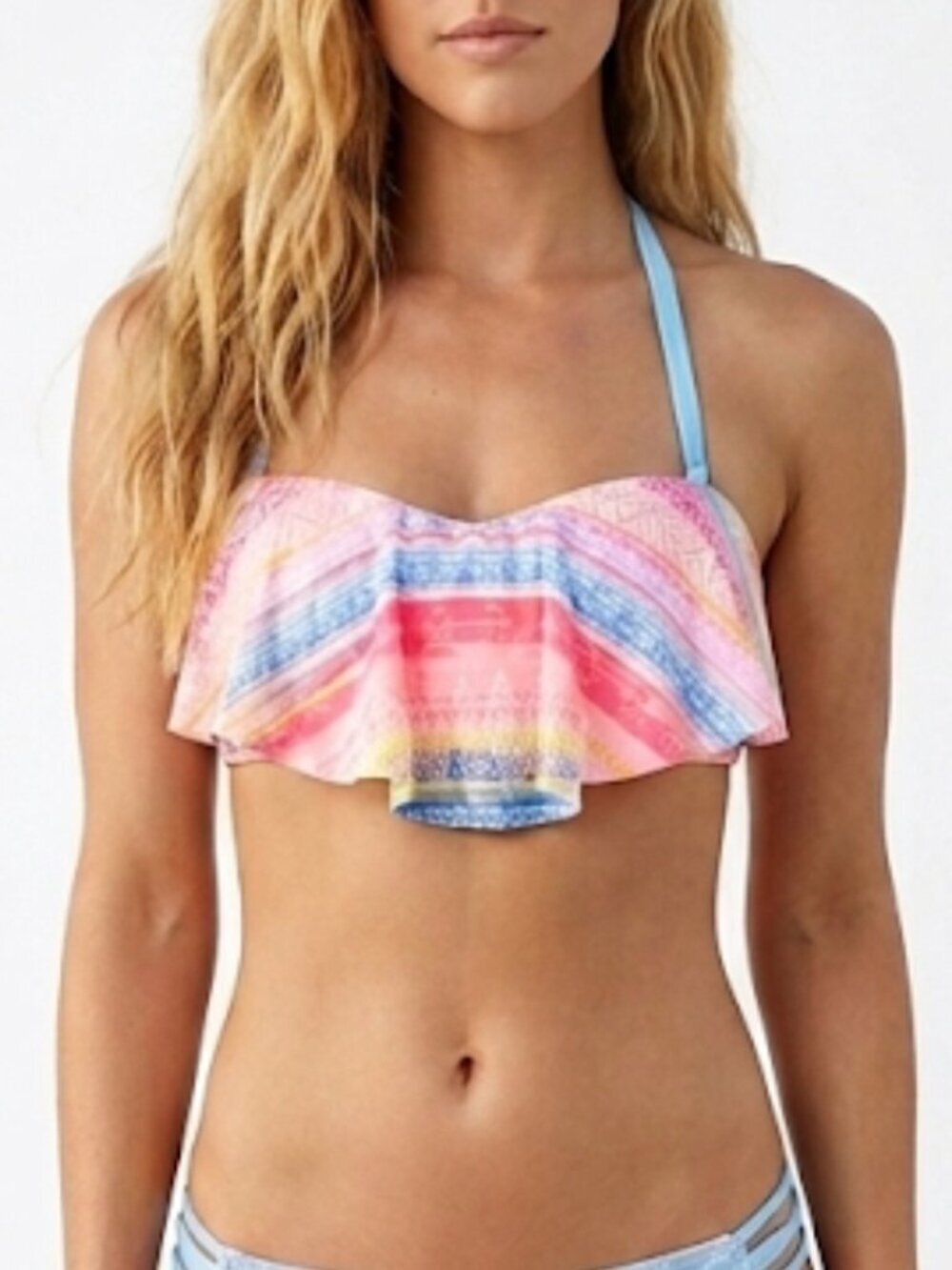 Hula Honey Swimsuit Bikini Top Bandeau Strapless Pink Multi Womens Size XL NWT